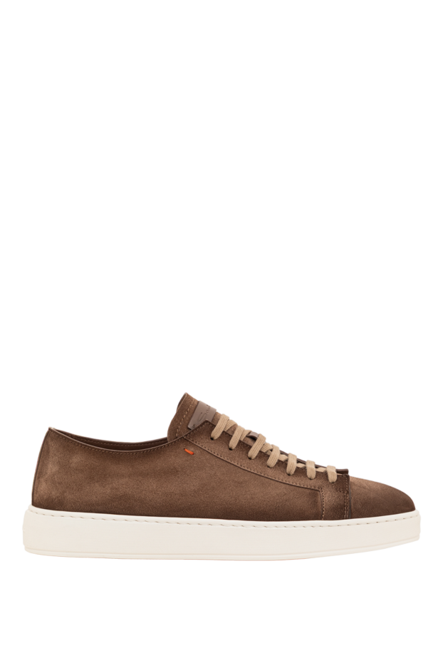 Santoni ақ табаны бар ерлерге арналған қоңыр замша julien кроссовкалары 193506 - фото 1