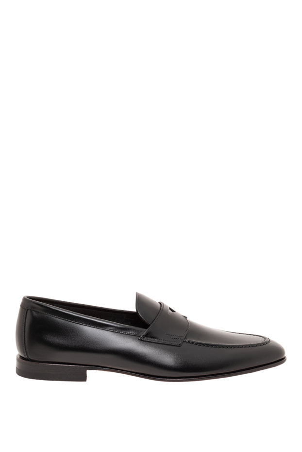 Santoni мужские кожаные лоферы черные с классическим дизайном 193515 - фото 1