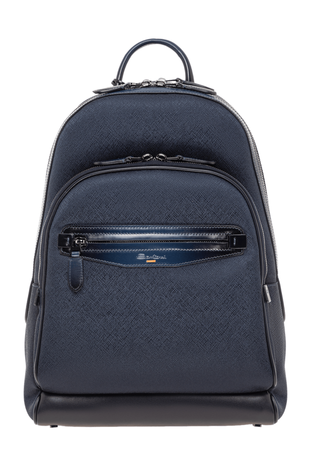 Santoni қою көк түсті, таза былғарыдан жасалған ерлерге арналған рюкзак 193518 - фото 1