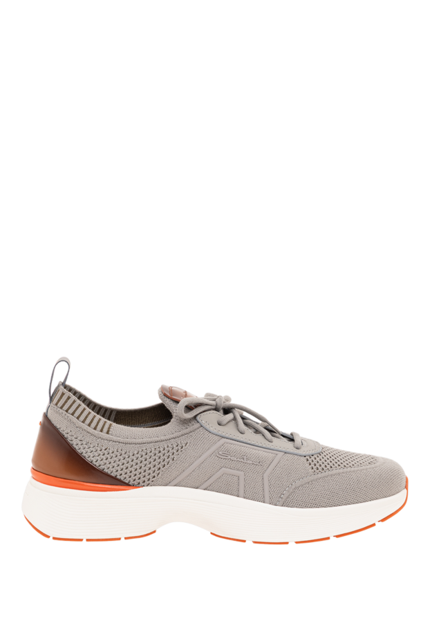 Santoni мужские серые кроссовки easy bounce из эластичного трикотажа 193522 - фото 1