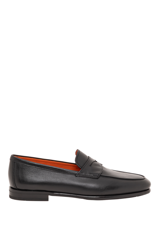 Santoni men's black carlo penny loafers with a subtle glossy finish 193526 - photo 1