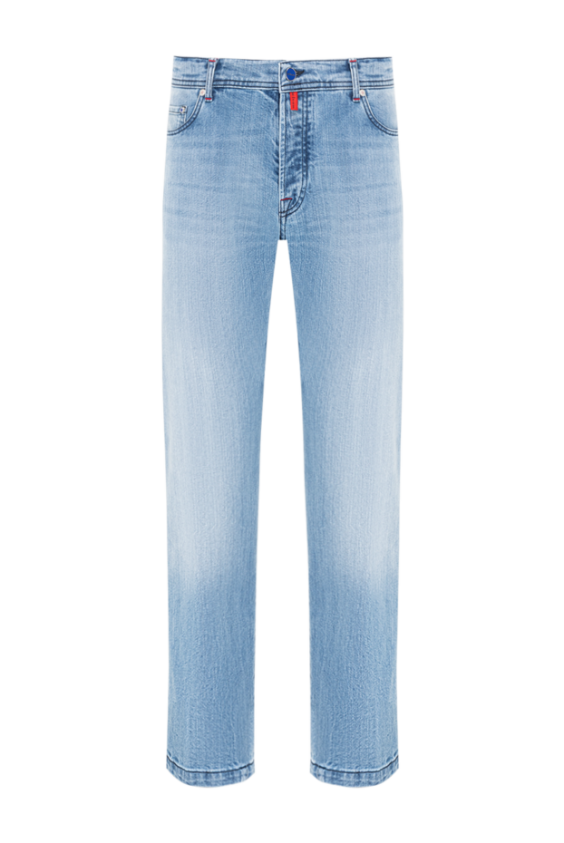 Kiton мужские голубые джинсы с эффектом потертости 193531 - фото 1