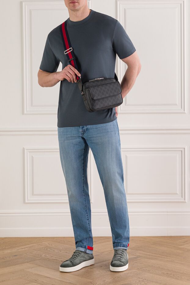 Kiton men's light blue jeans with a distressed effect 193531 - photo 2