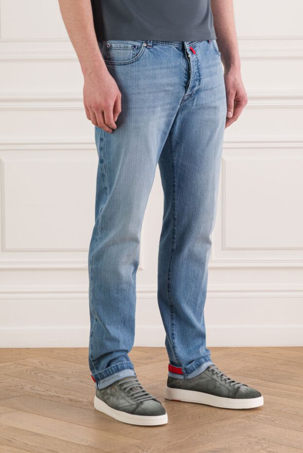 Kiton men's light blue jeans with a distressed effect 193531 - photo 3