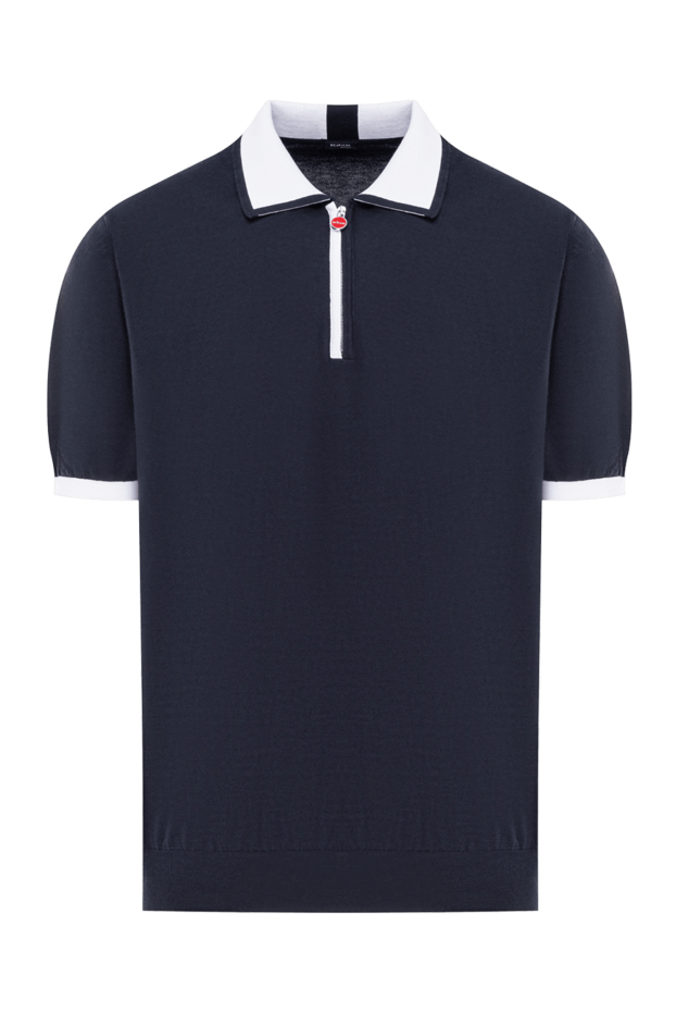 Kiton ерлерге арналған көк түсті тоқылған поло жейдесі, қарама-қарсы сыдырмалы жағасы бар 193534 - фото 1