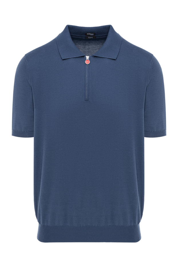 Kiton мужское трикотажное поло синего цвета с застежкой на молнии 193537 - фото 1
