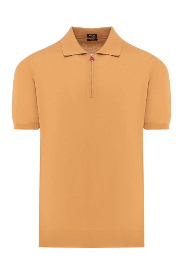 Kiton мужское трикотажное поло в горчичном цвете на молнии 193540 - фото 1