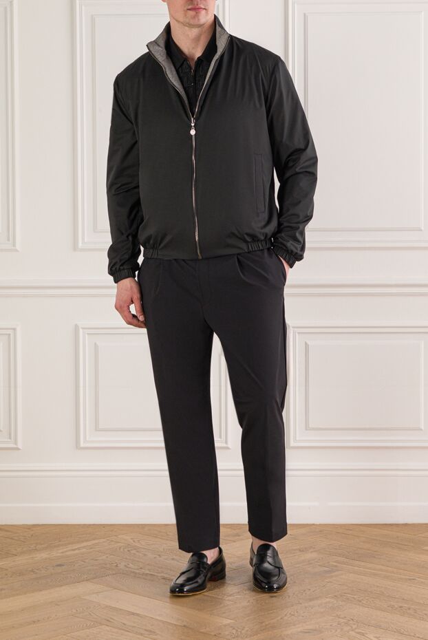 Kiton black men's zip-up jacket with a stand-up collar 193547 - photo 1