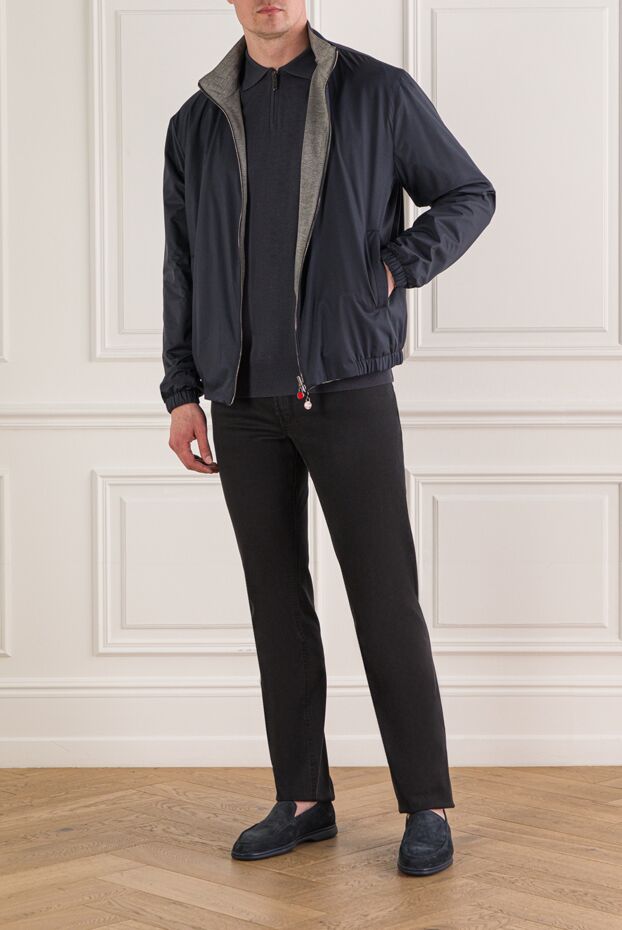 Kiton blue men's bomber jacket with a classic cut and a stand-up collar 193548 - photo 2