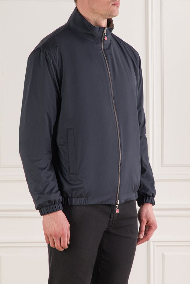 Kiton blue men's bomber jacket with a classic cut and a stand-up collar 193548 - photo 3