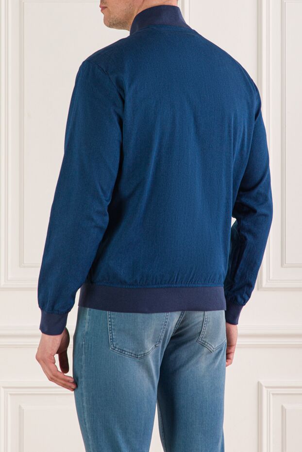 Kiton men's blue denim bomber jacket with knit trim 193555 - photo 3