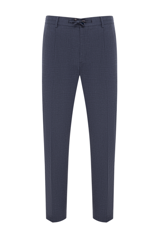 Stefano Ricci dark blue trousers with textured weave and a drawstring waistband 193567 - photo 1