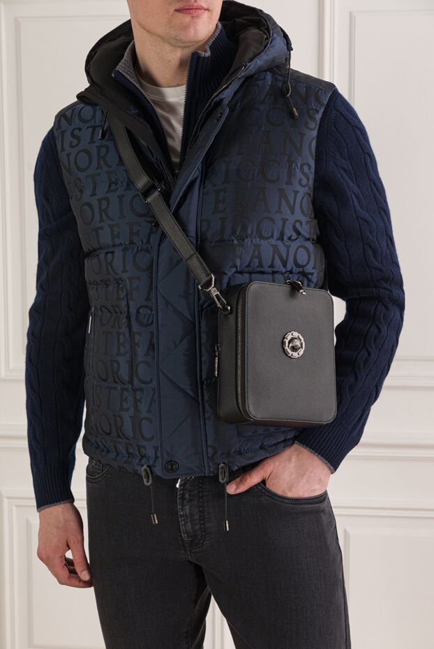 Stefano Ricci black calfskin messenger bag with logo 193576 - photo 2