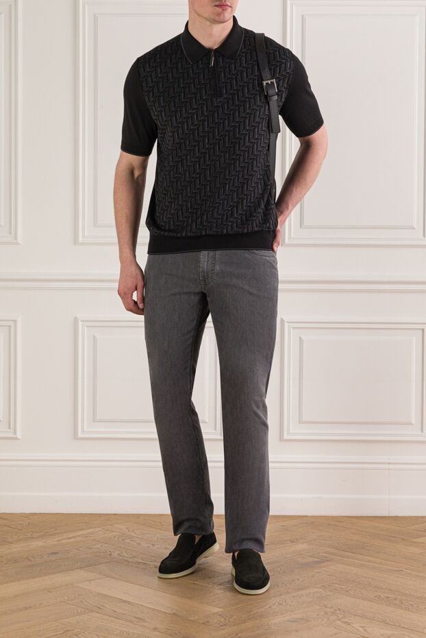 Stefano Ricci men's gray jeans with eagle head embroidery on the right pocket 193577 - photo 2