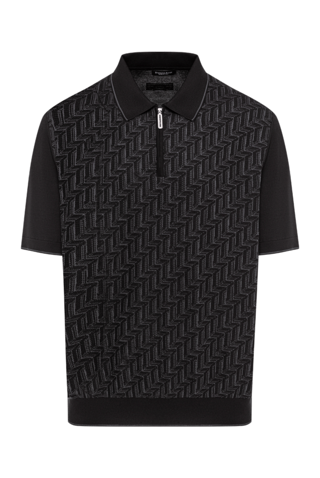 Stefano Ricci black and grey knit polo shirt with a contrasting woven pattern 193583 - photo 1