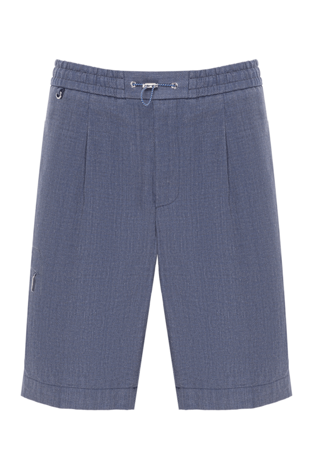 Stefano Ricci men's blue wool and linen shorts with elastic waistband 193586 - photo 1