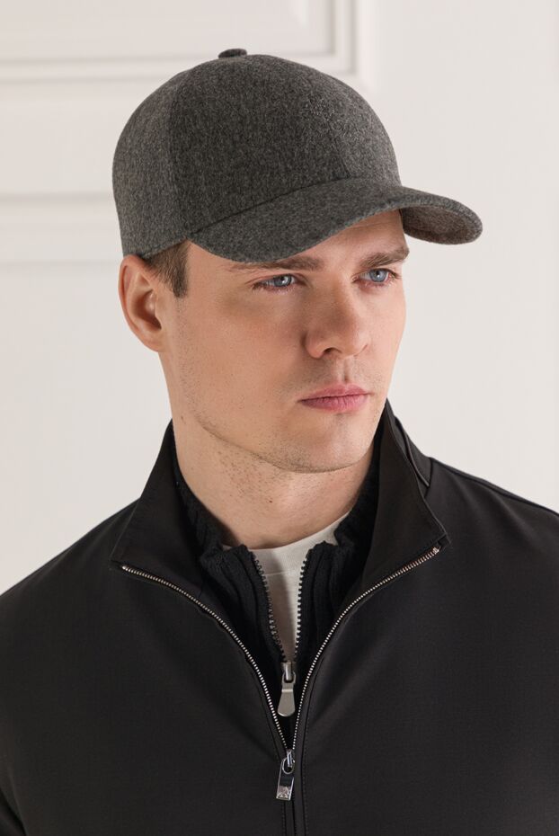 Loro Piana gray baseball cap with a curved brim made of cashmere 193608 - photo 2