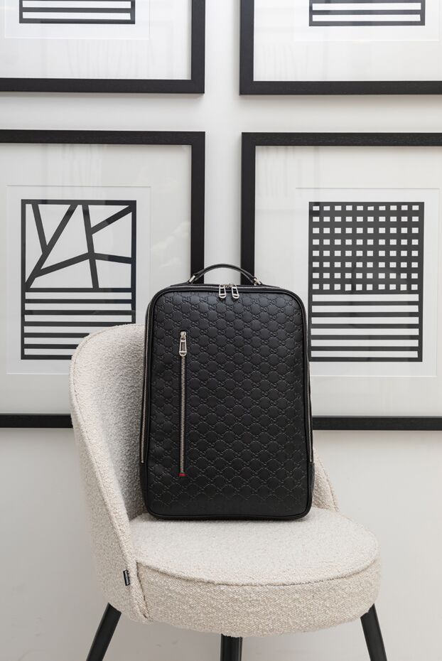 Gucci қара түсті орташа өлшемді gg emblem рюкзагы 193623 - фото 2