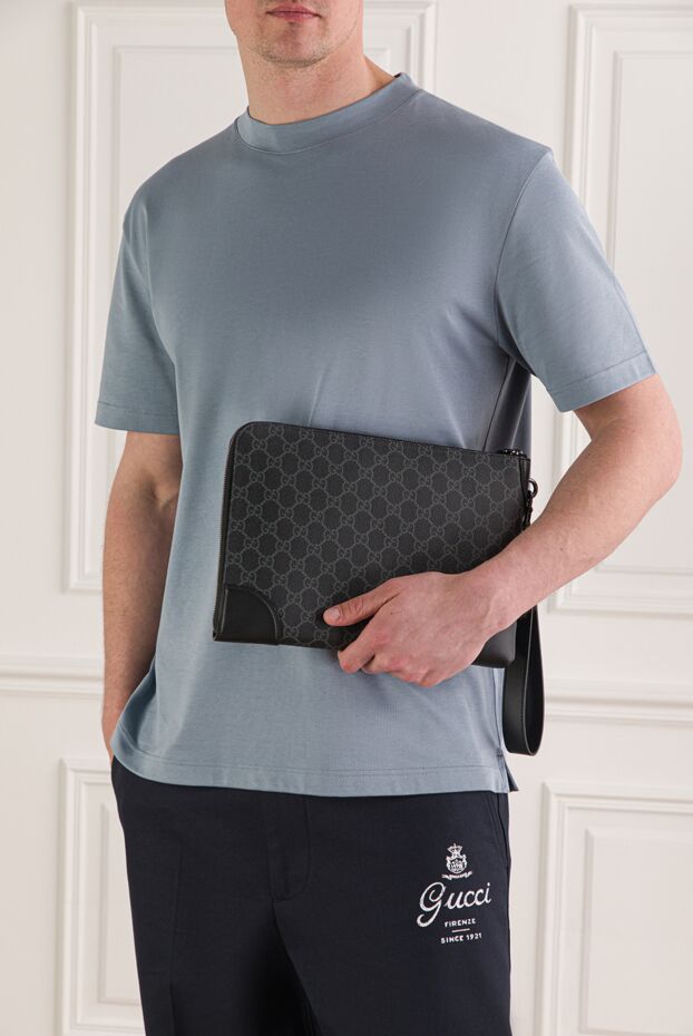 Gucci қара түсті кішкентай gg монограмма мата портфелі 193625 - фото 2
