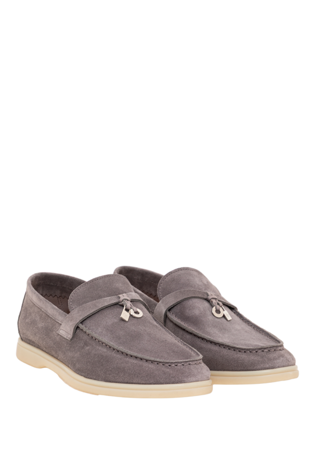 Fleur de Paris women's soft gray suede loafers with metal charms 193657 - photo 3