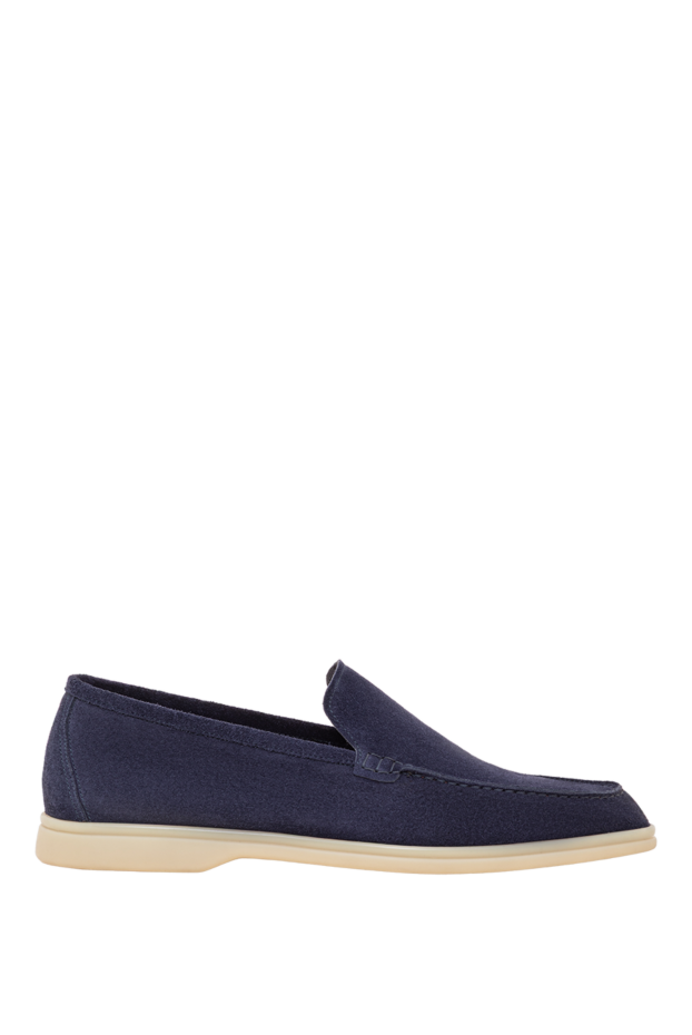 Cesare di Napoli men's blue suede loafers with a white sole 193664 - photo 1