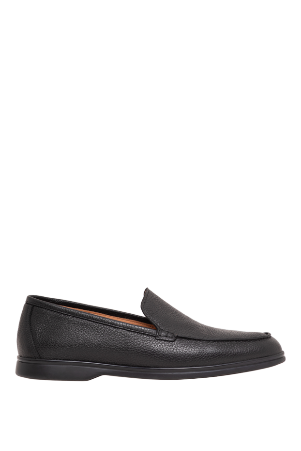 Cesare di Napoli men's black leather loafers with dark soles 193665 - photo 1