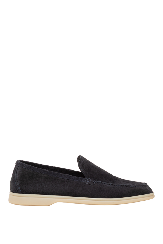 Cesare di Napoli men's dark blue suede loafers with a white sole 193666 - photo 1