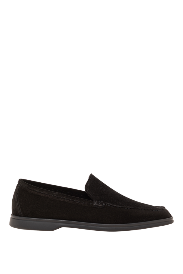 Cesare di Napoli men's black suede loafers with a matching sole 193667 - photo 1