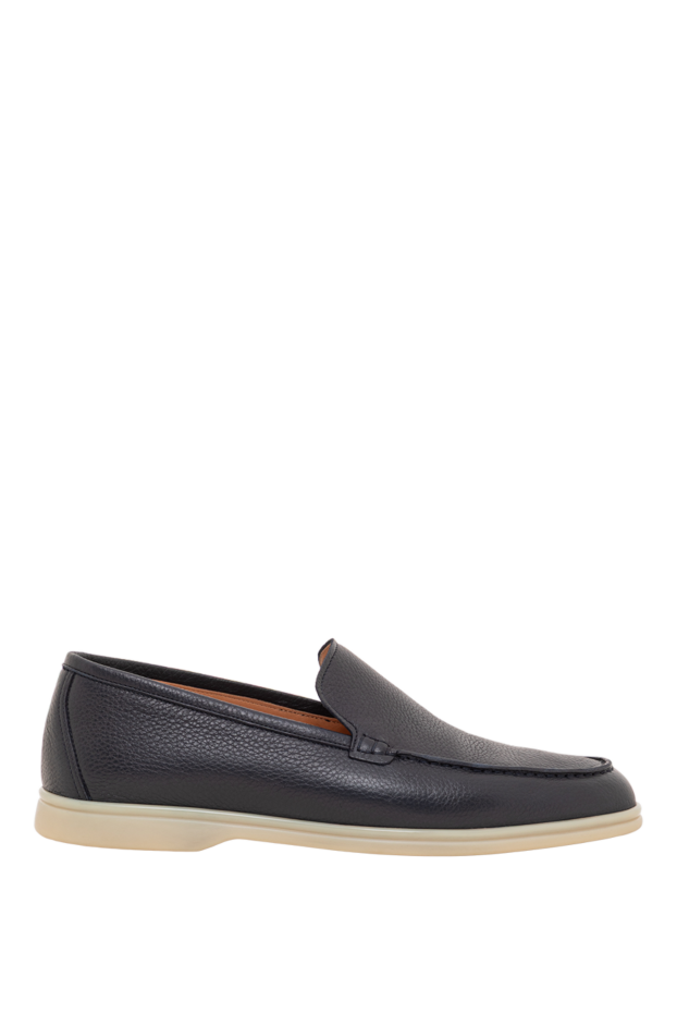 Cesare di Napoli men's blue loafers made of genuine leather with a grained texture 193670 - photo 1