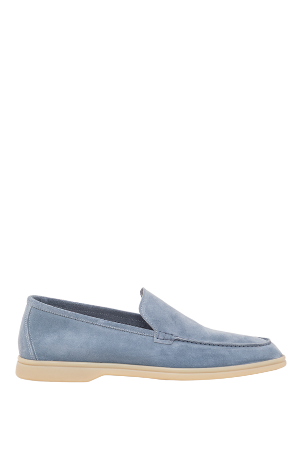 Cesare di Napoli light blue men's loafers made of genuine suede with a light flexible sole 193679 - photo 1