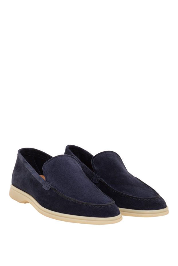 Cesare di Napoli men's blue loafers made of premium genuine suede 193681 - photo 3