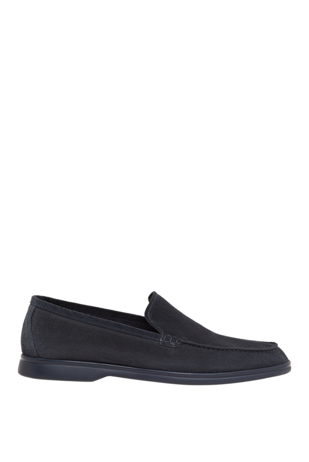 Cesare di Napoli men's dark blue suede loafers with a thin sole 193683 - photo 1