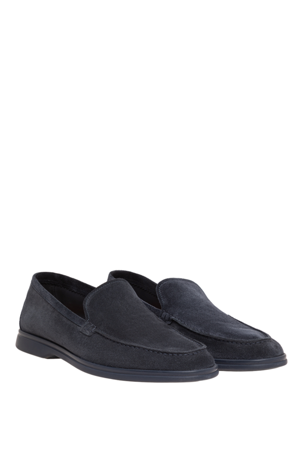 Cesare di Napoli men's dark blue suede loafers with a thin sole 193683 - photo 3