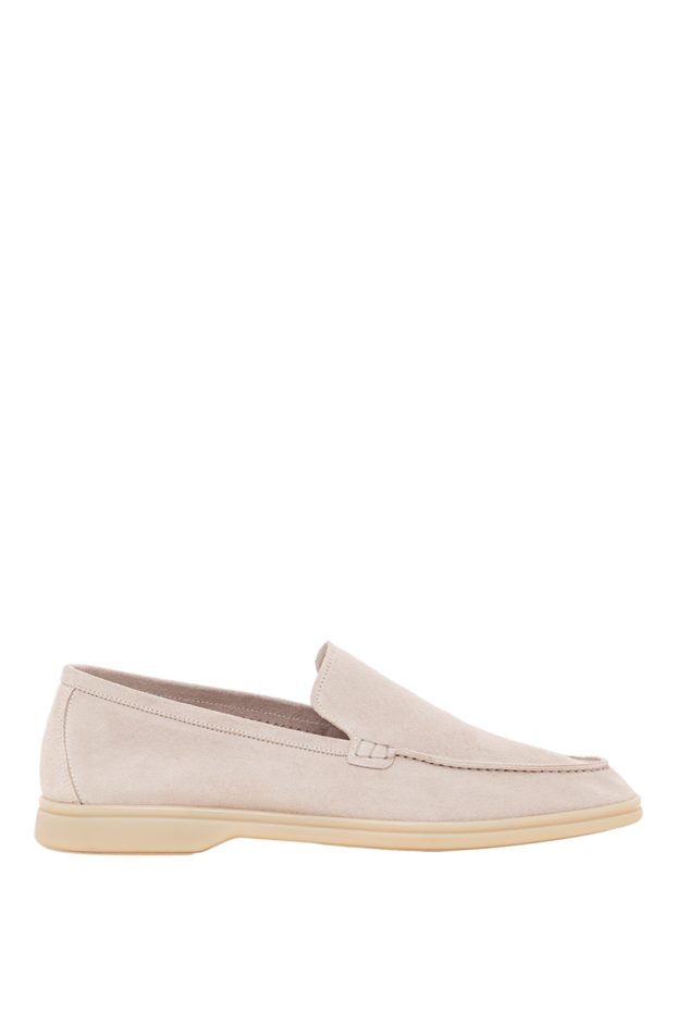 Cesare di Napoli men's light beige suede loafers with a soft sole 193684 - photo 1