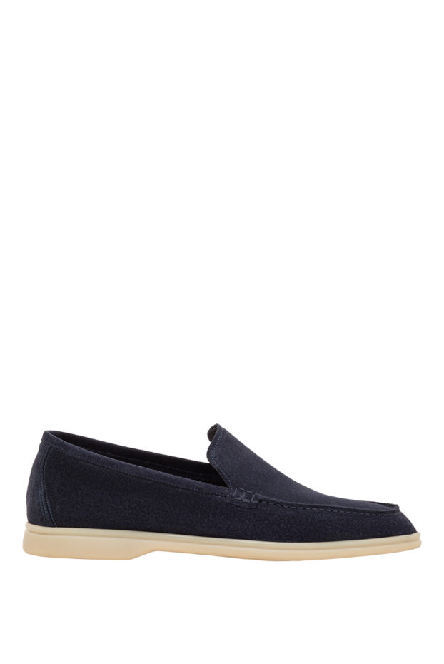Cesare di Napoli men's blue suede loafers with a soft sole 193685 - photo 1
