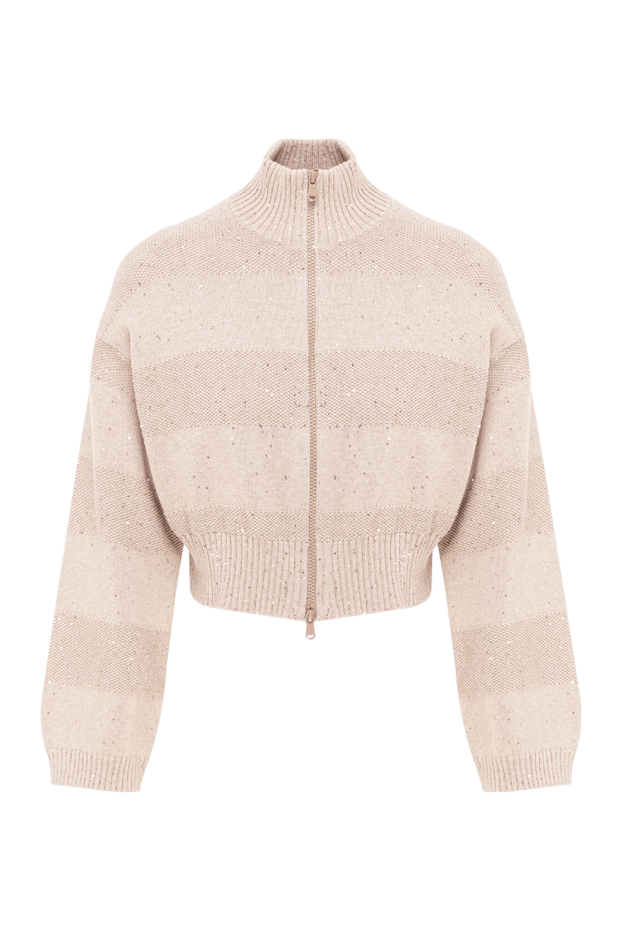 Brunello Cucinelli women's cropped striped cardigan with a high stand-up collar 193715 - photo 1