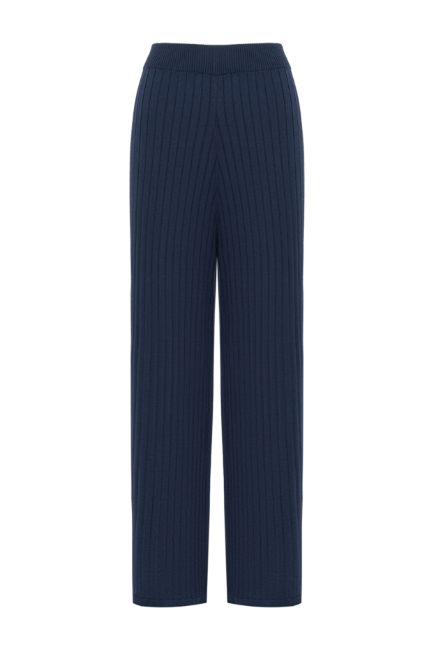 Brunello Cucinelli navy blue ribbed knit wide-leg trousers 193717 - photo 1