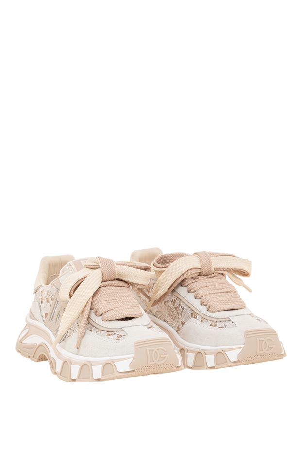 Dolce & Gabbana country road sneakers in exquisite taormina lace in cream 193737 - photo 3
