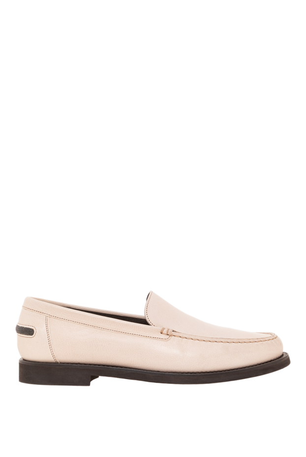 Brunello Cucinelli cream leather loafers with a round toe and a thin dark sole 193749 - photo 1