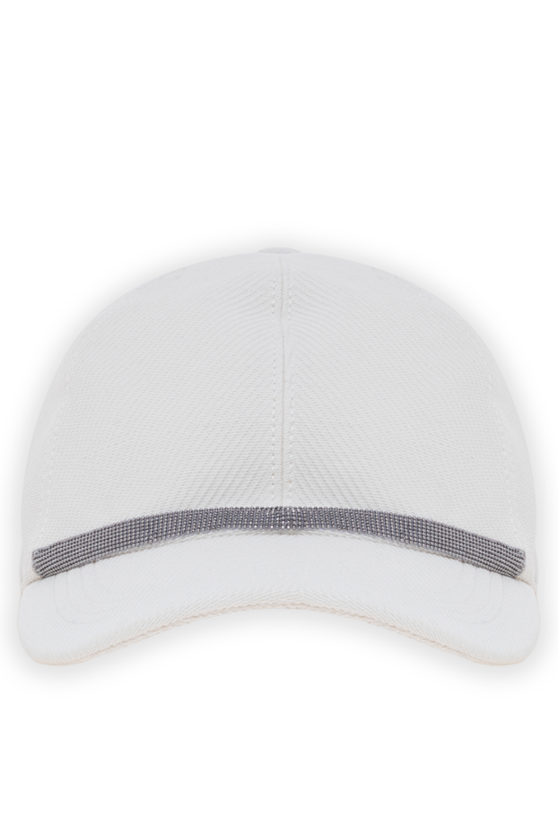 Brunello Cucinelli white baseball cap with silver trim made from a cotton and linen blend 193753 - photo 1