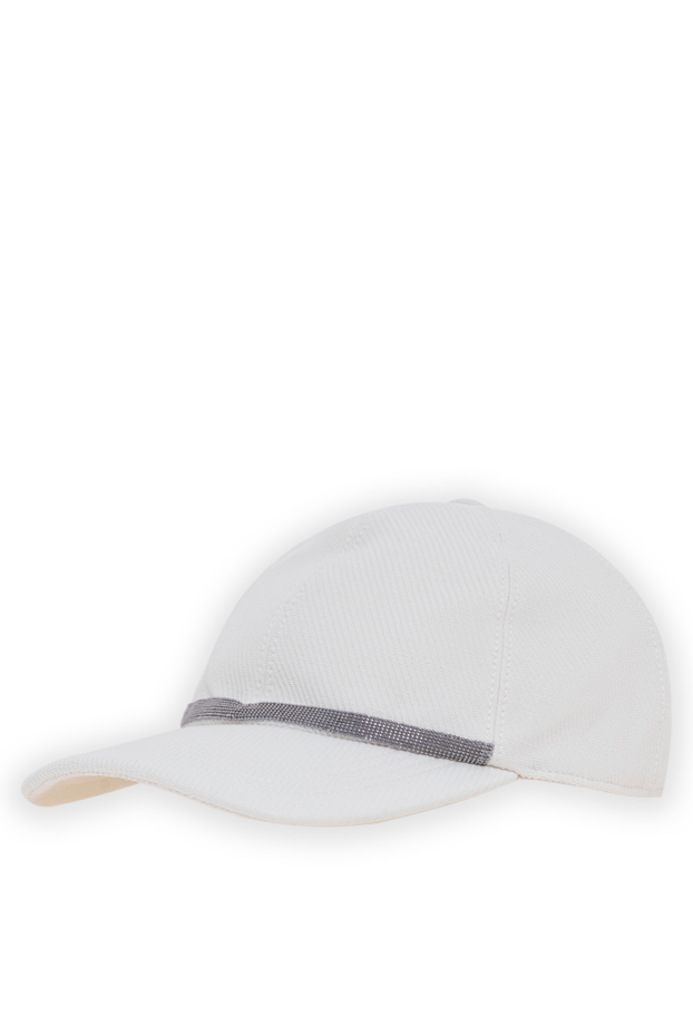 Brunello Cucinelli white baseball cap with silver trim made from a cotton and linen blend 193753 - photo 3