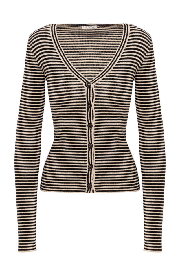 Brunello Cucinelli women's horizontal striped cardigan with buttons 193767 - photo 1