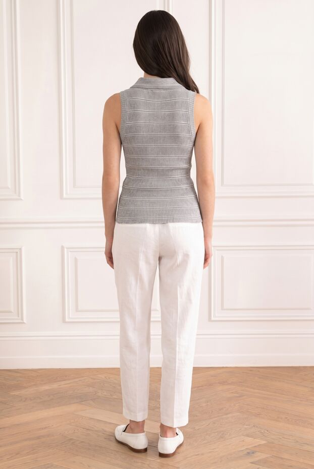 Brunello Cucinelli gray striped knitted sleeveless top with turn-down collar 193769 - photo 1