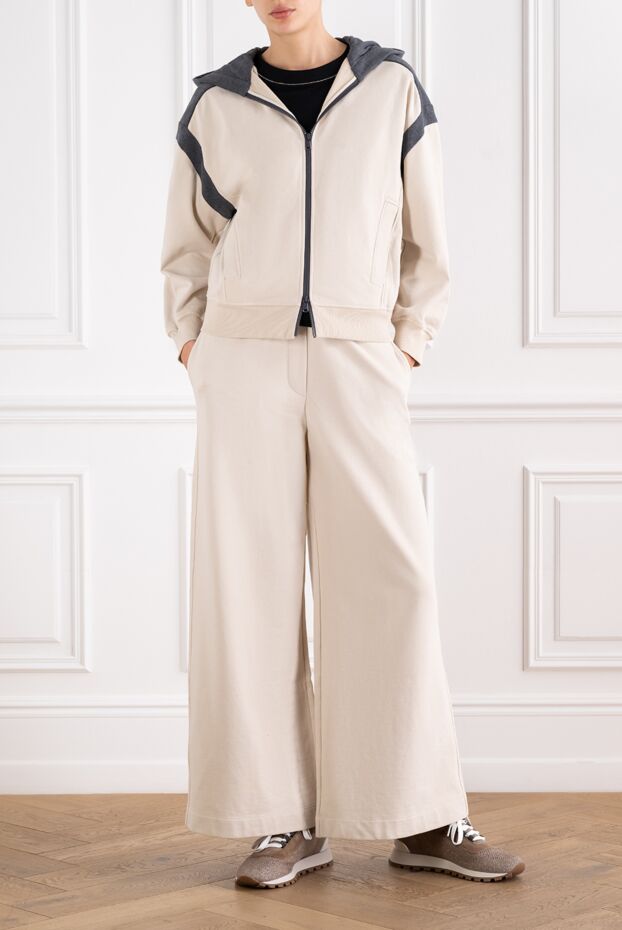 Brunello Cucinelli women's sporty knitted suit with a zipper and a hood 193781 - photo 2