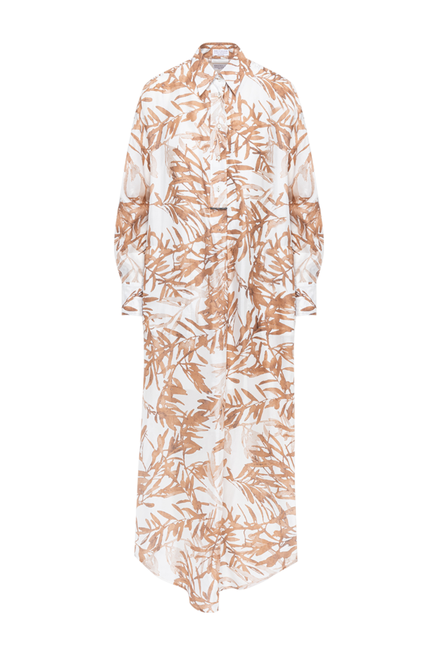 Brunello Cucinelli herbarium beige silk maxi shirt dress 193789 - photo 1
