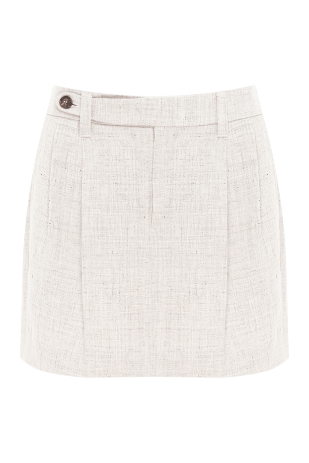 Brunello Cucinelli linen mini skirt in a natural beige shade with a distinct texture 193799 - photo 1