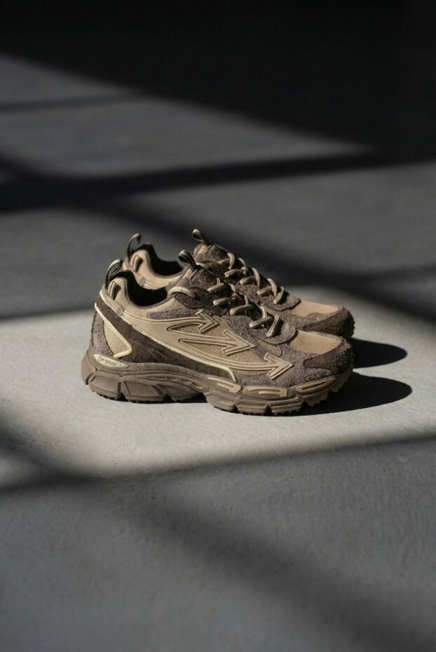Off-White кроссовки be right back suede в коричневой гамме из замши 193816 - фото 2