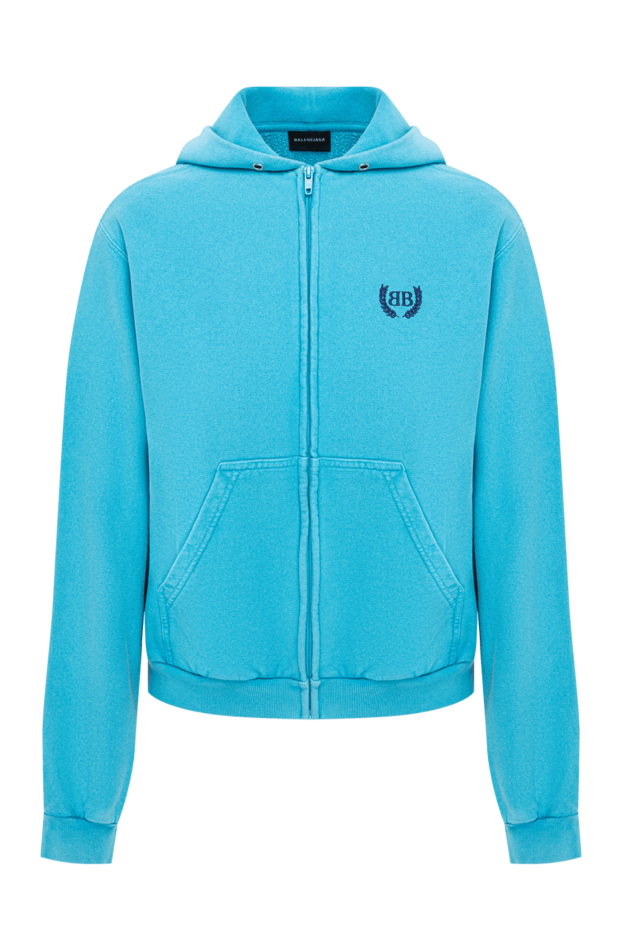 Balenciaga light blue loose-fitting hoodie with a hood and zip fastening 193899 - photo 1