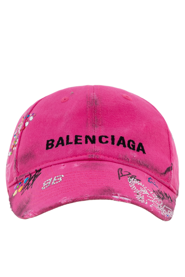 Balenciaga кестеленген логотипі және мазасыздандырылған әсері бар қызғылт upcycled қалпақ 193904 - фото 1