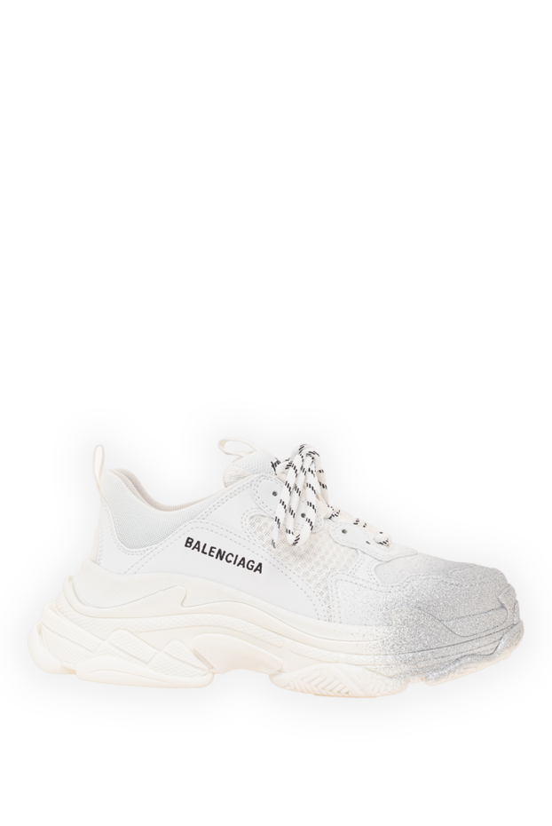 Balenciaga әйелдерге арналған ақ және күміс түсті үш еселенген s жылтыр спрейлі кроссовкалар 193912 - фото 1